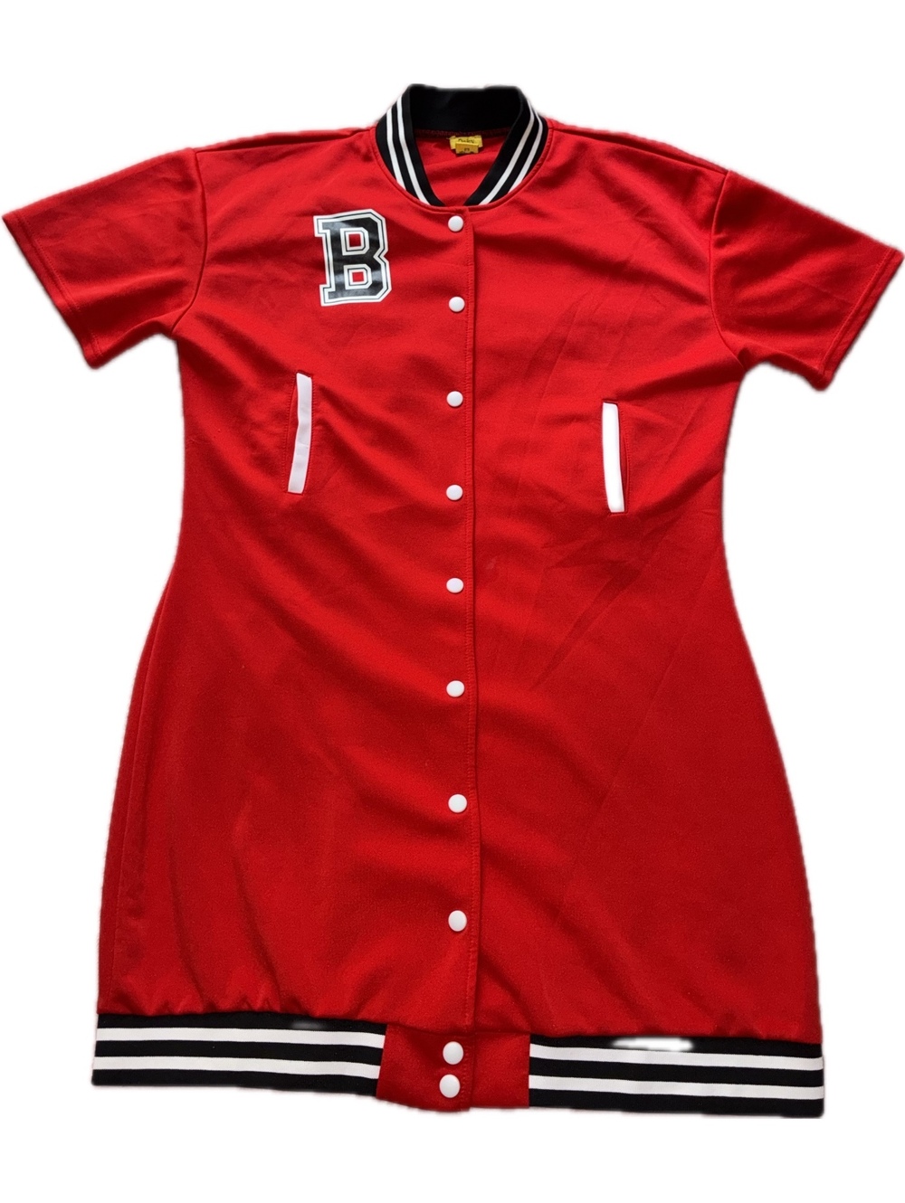 Daisy Women's Red Varsity Button Up Dress Preppy Baseball Jersey Mini 2X